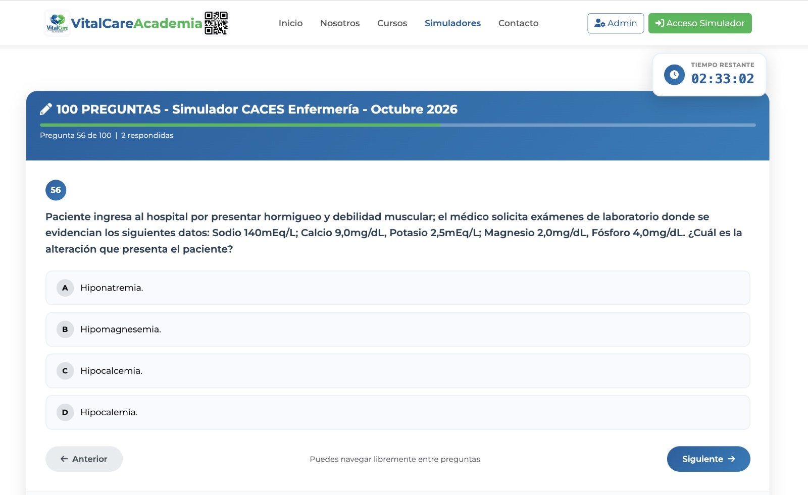 Simulador CACES Enfermería Octubre 2026